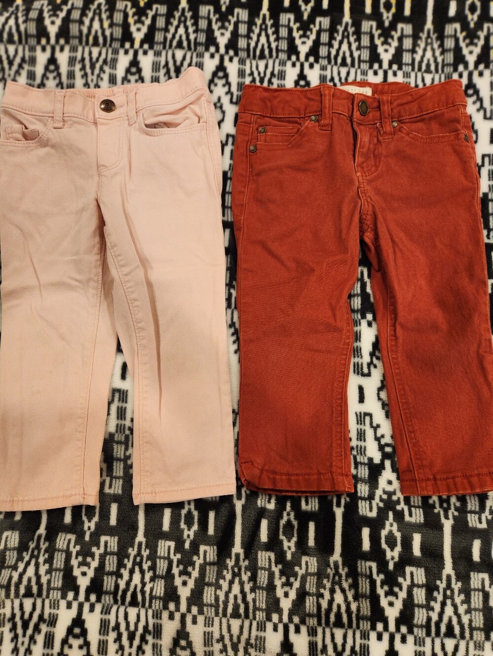 Girl's Pink and Rust Jeans Pair Bundle, Size 3T